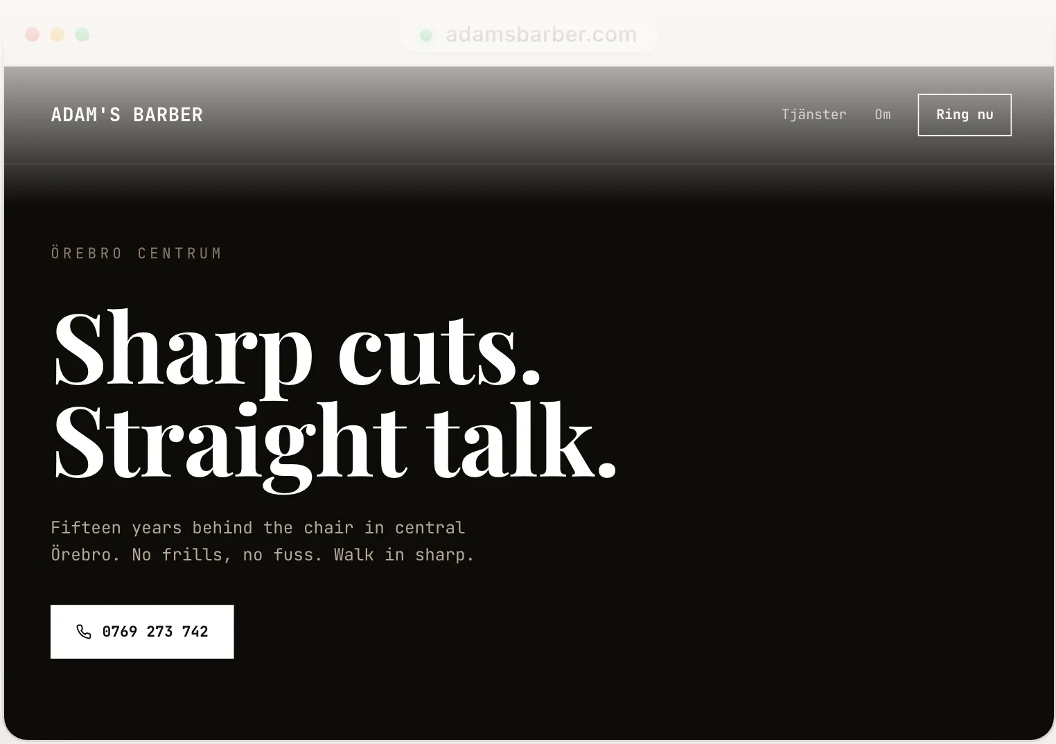 Adam's Barber, a barbershop site