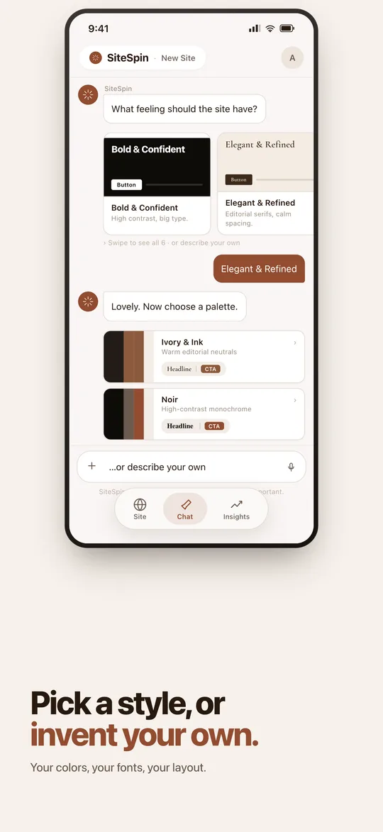 Choosing a visual style and colour palette in the app