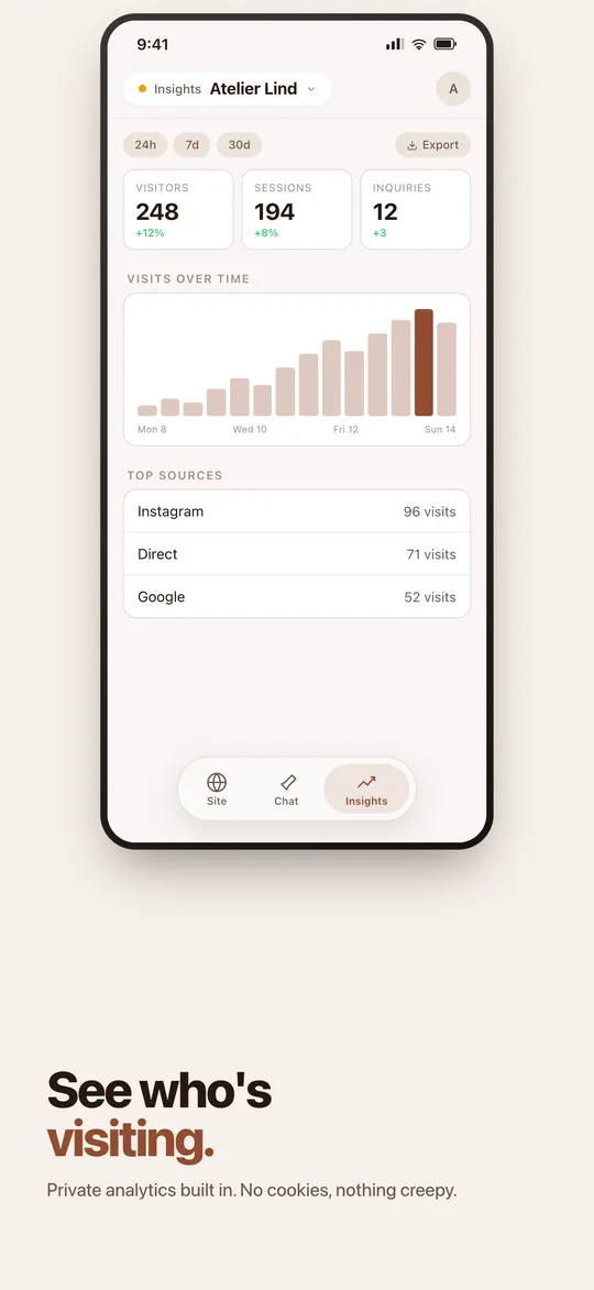 SiteSpin's built-in private visitor insights